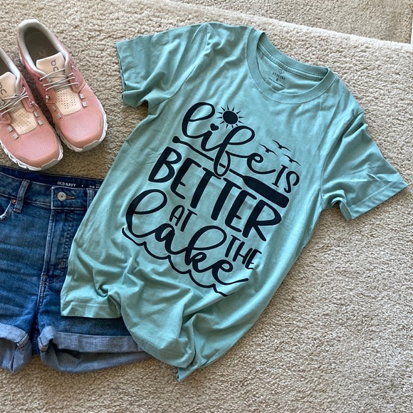 ‘Life Is Better At The Lake’ Short Sleeve Graphic Tee - Picture 2 of 6